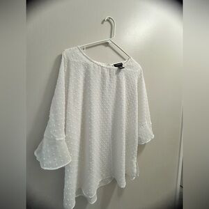 Lg Liz Claiborne White Textured Blouse